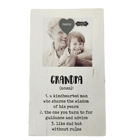 NWT Mud Pie Grandpa Magnetic Picture Frame White Washed Wood C15‎ - Picture 8 of 8